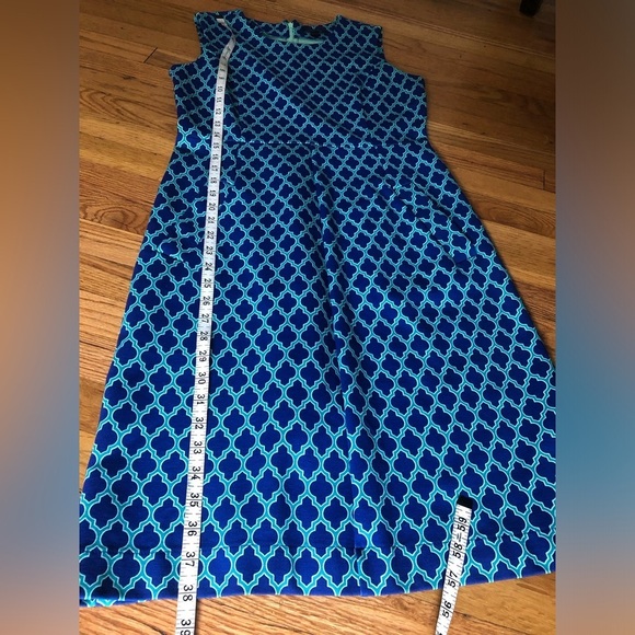 Lands' End Royal Teal Blue Quatrefoil Ponte Stretch Sheath Dress NEW size 6 - Picture 14 of 14